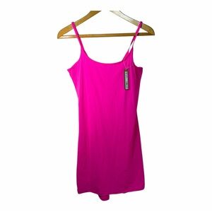 SKIMS Fits Everybody Slip Dress NWT Neon Pink L Bodycon Mini Barbiecore Bodycon